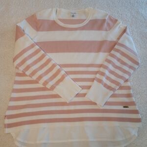 Calvin Klein Pink and White Striped Sweater Size L P.P-21 Legenth 22